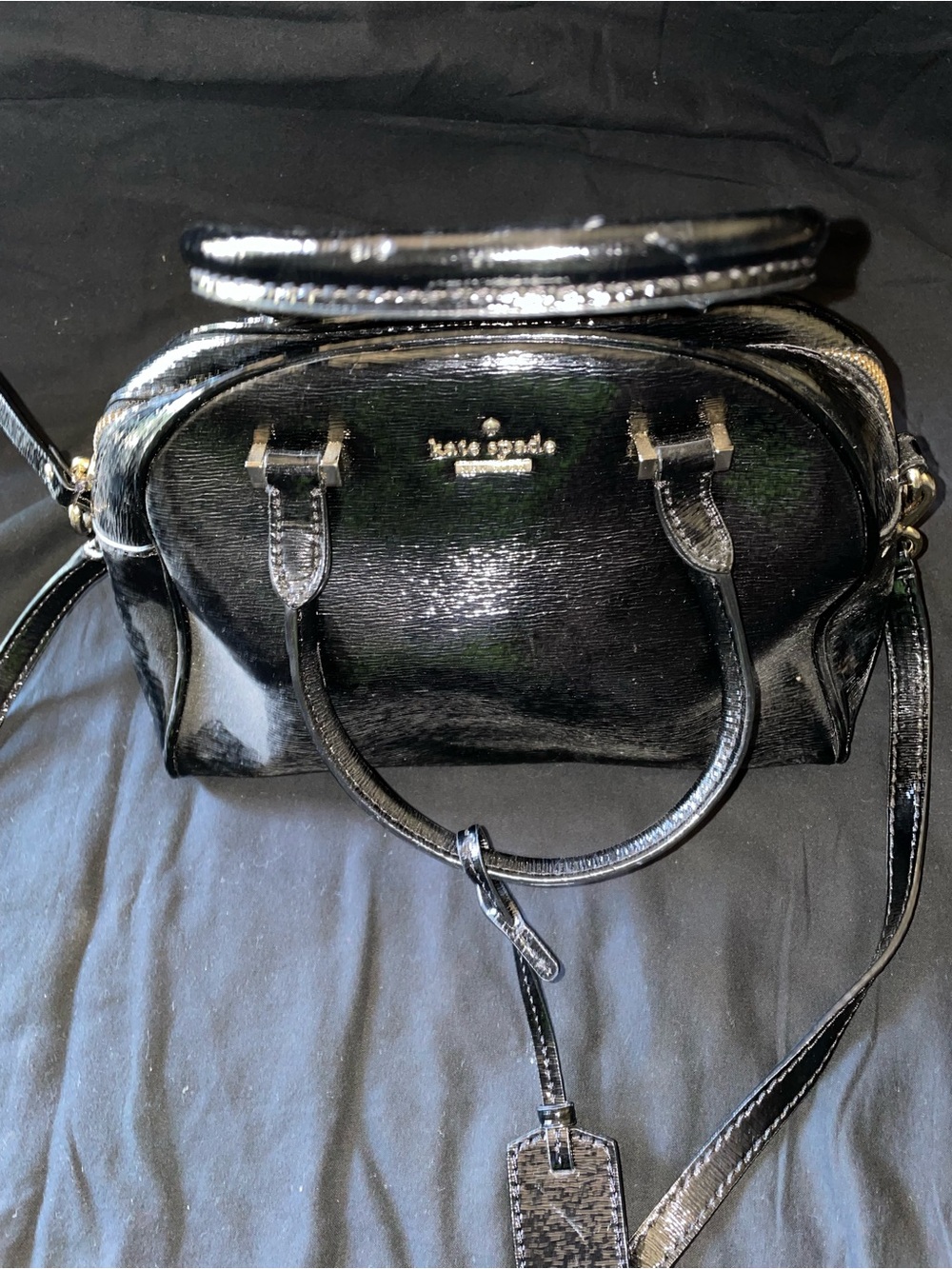 kate spade Black Patent Leather Satchel with Crossbody Strap